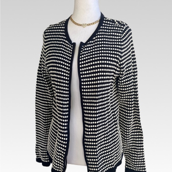Ann Taylor Jackets & Blazers - Ann Taylor Navy and White Dot Sweater size L